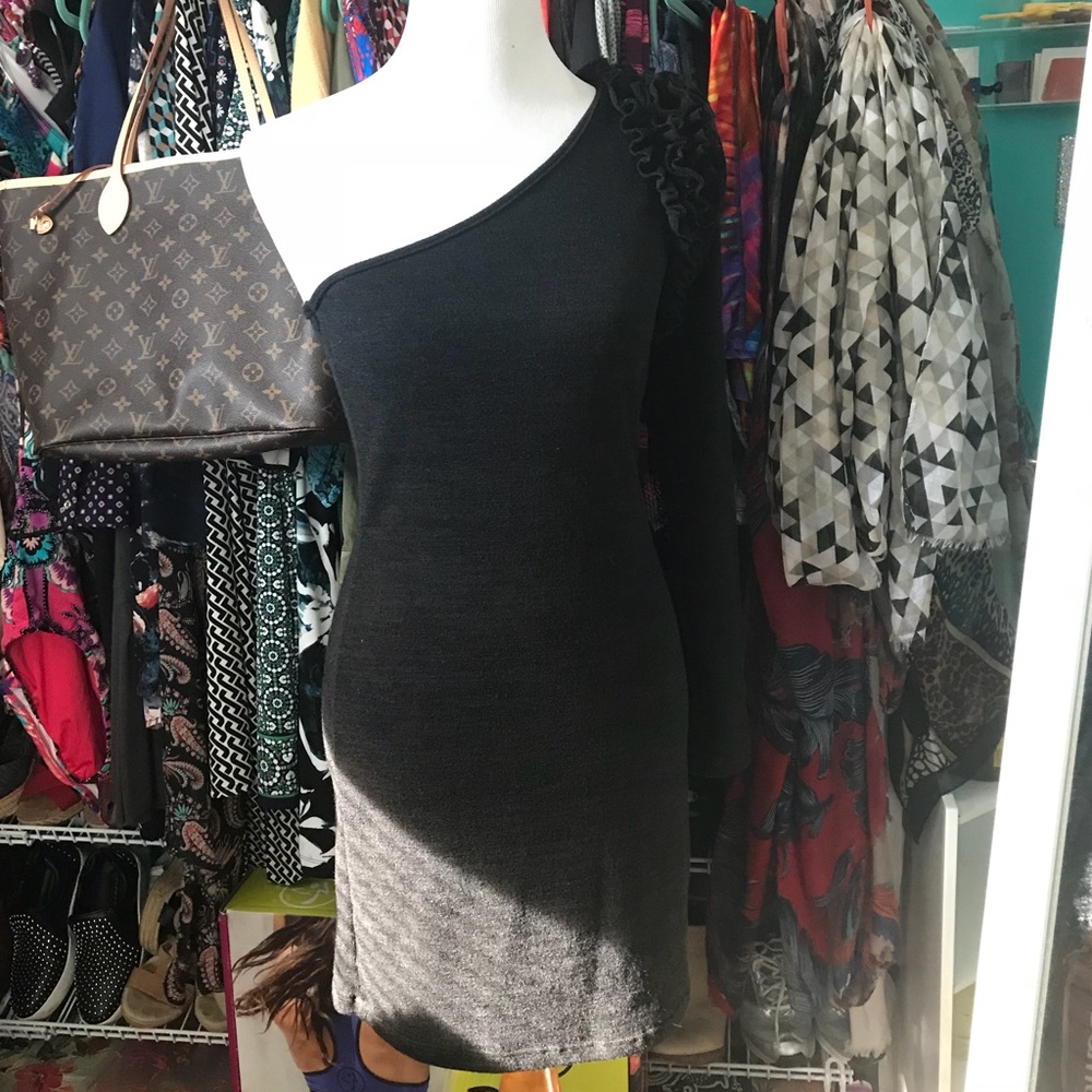 Black Knitted One Shoulder Dress L